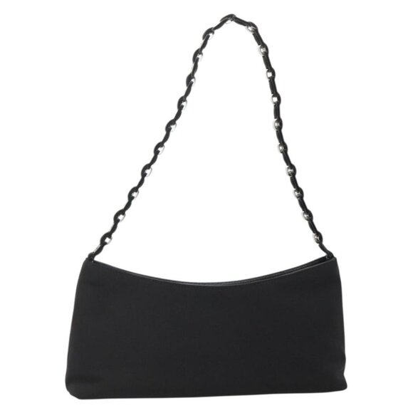 Salvatore Ferragamo Chain Vala Shoulder Bag Nylon Black Silver Auth 138415 - Picture 1 of 16